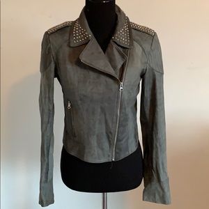 GUESS TIESTO grey leather jacket size S